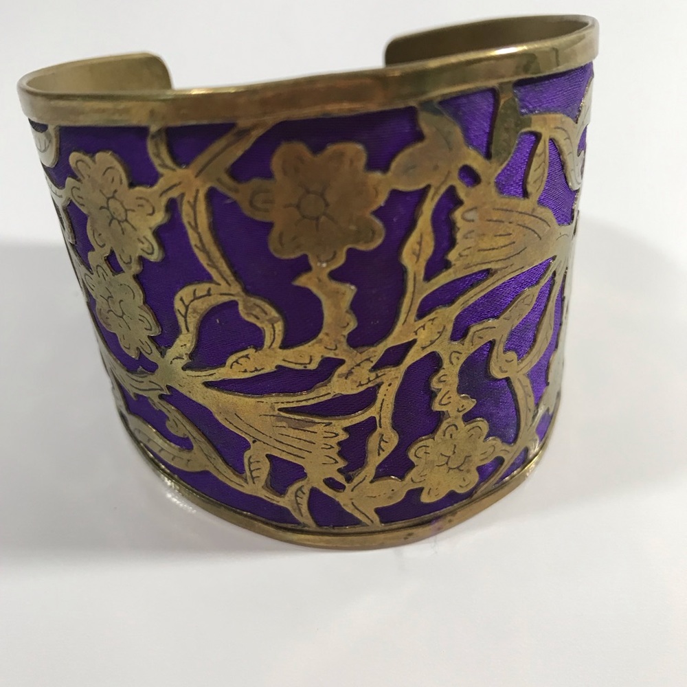Brass and Velvet Cuff Purple
